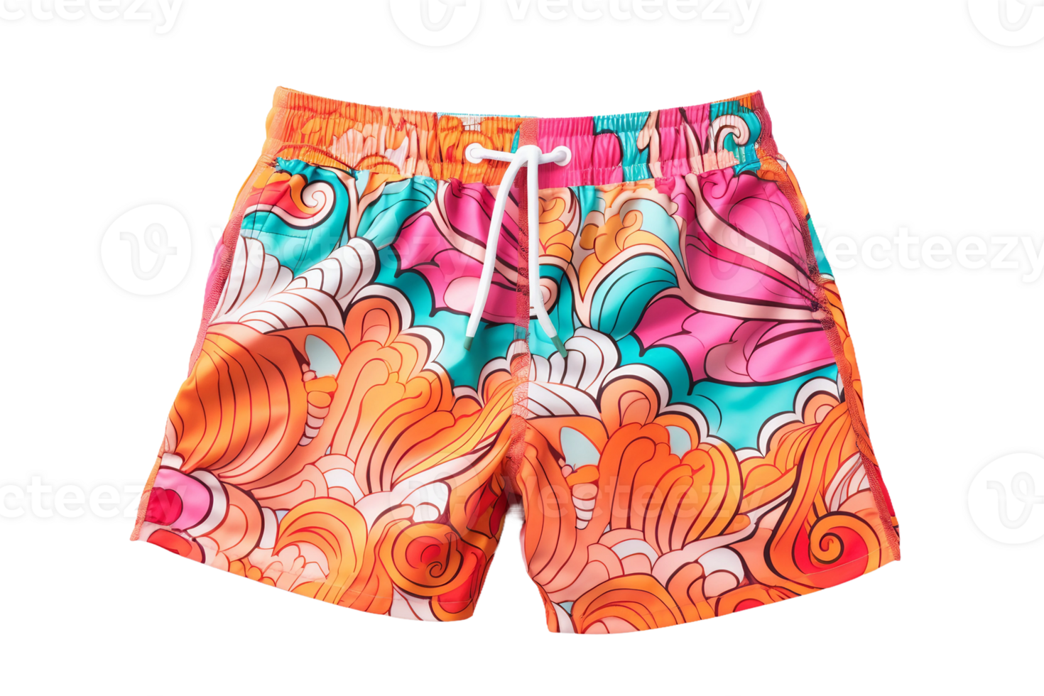 AI generated Patterned Swim Shorts on transparent background. png