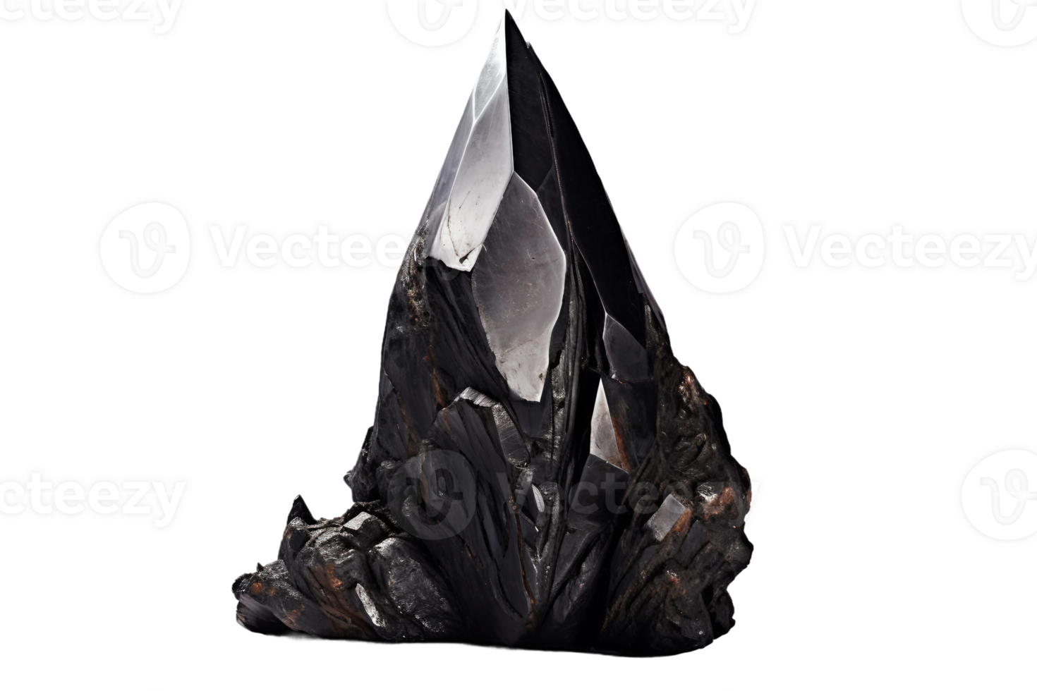 AI generated Obsidian dark Shard in Abstract Form on transparent background. png
