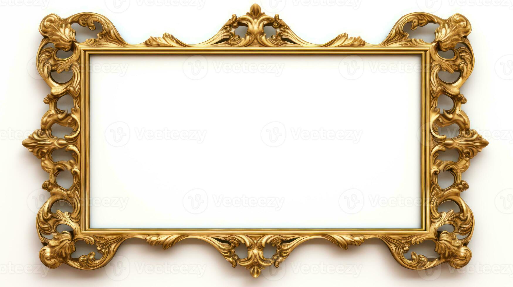 AI generated Golden decorative vintage frame. Generative AI photo
