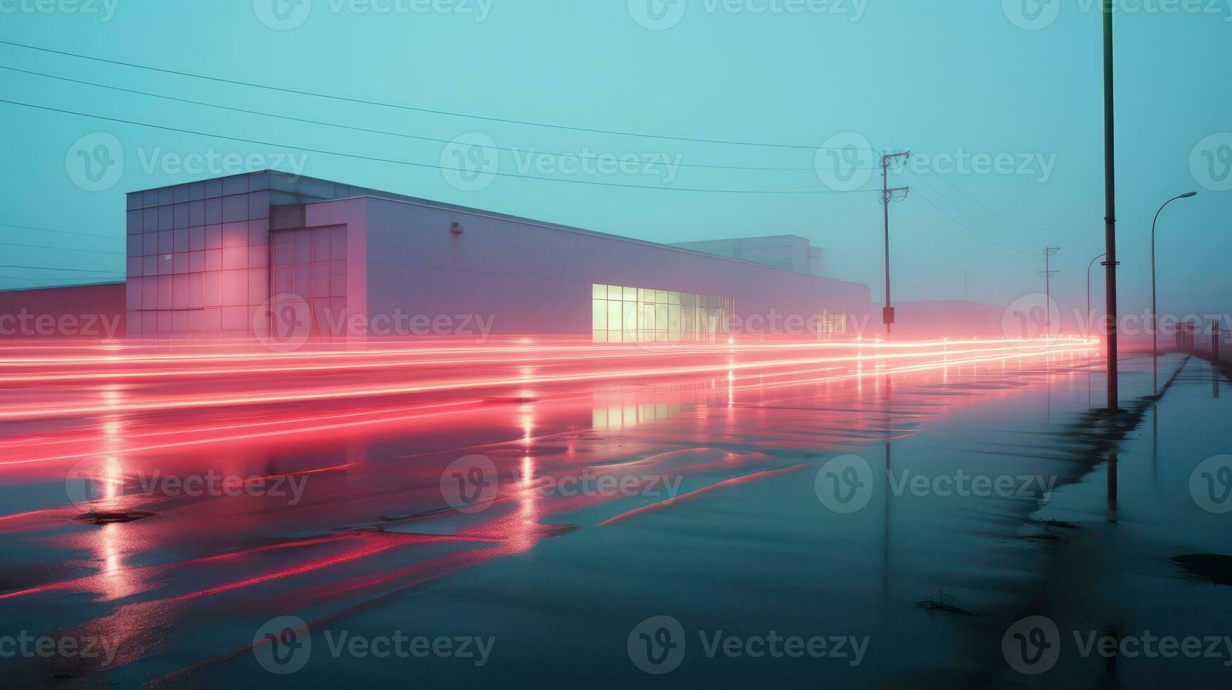 AI generated Trace of bright lights on the road. Generative AI photo