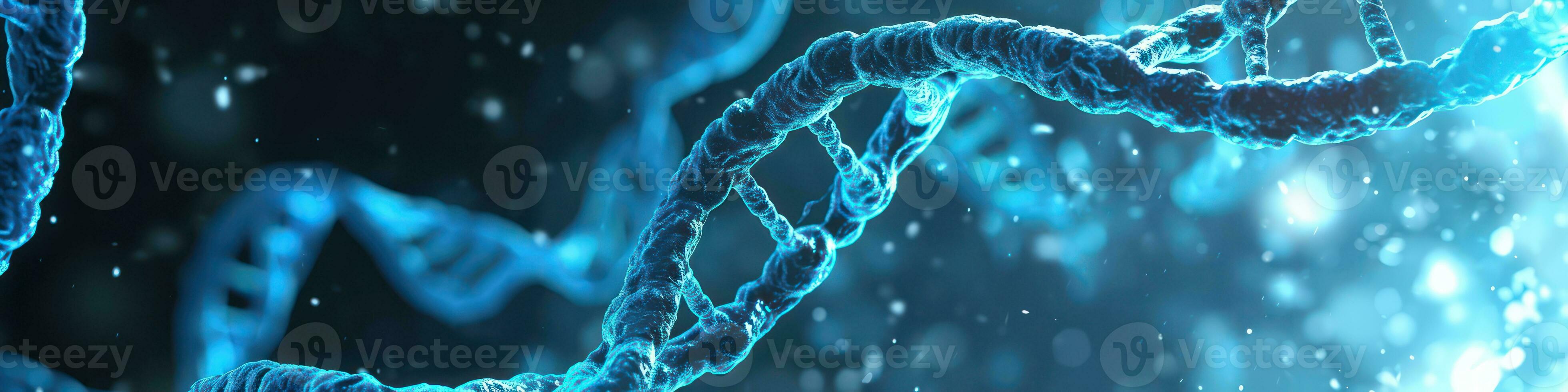 AI generated Abstract blue DNA molecular tech background. Generative AI photo