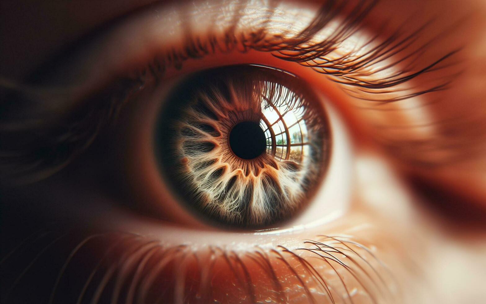 ai generado macro imagen de el ojo agudo detalles, ojo lente, de cerca imagen de un humano ojo. foto