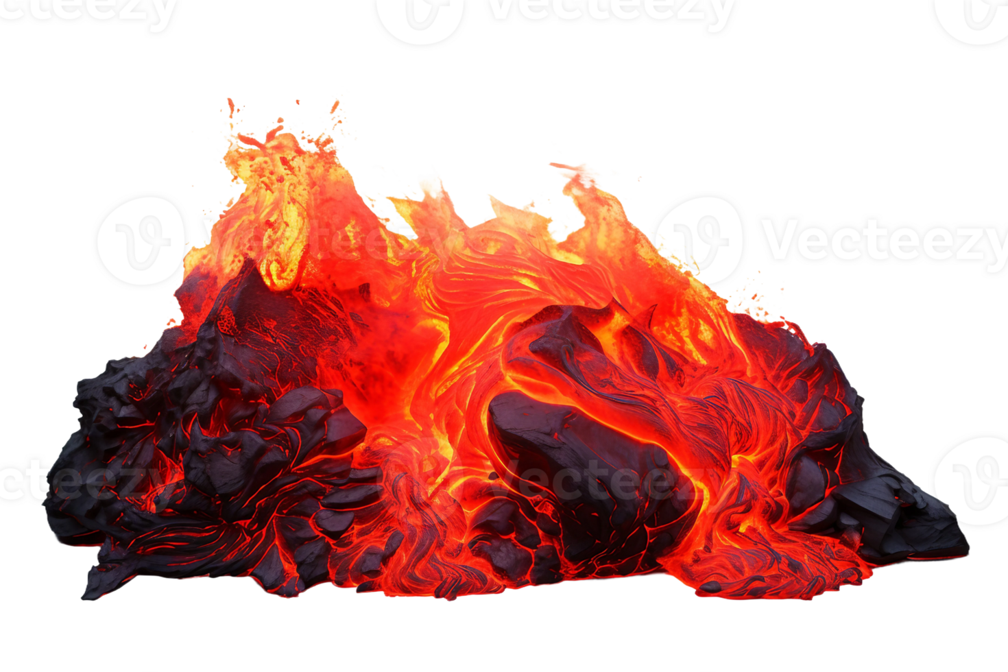 AI generated Volcanic Lava on transparent background. png