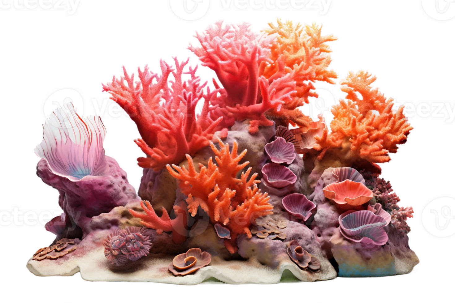 AI generated Coral Reef Formation on transparent background. png