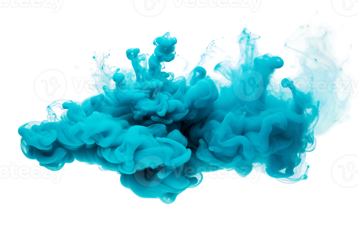 AI generated Turquoise Smoke Cloud on transparent background. png