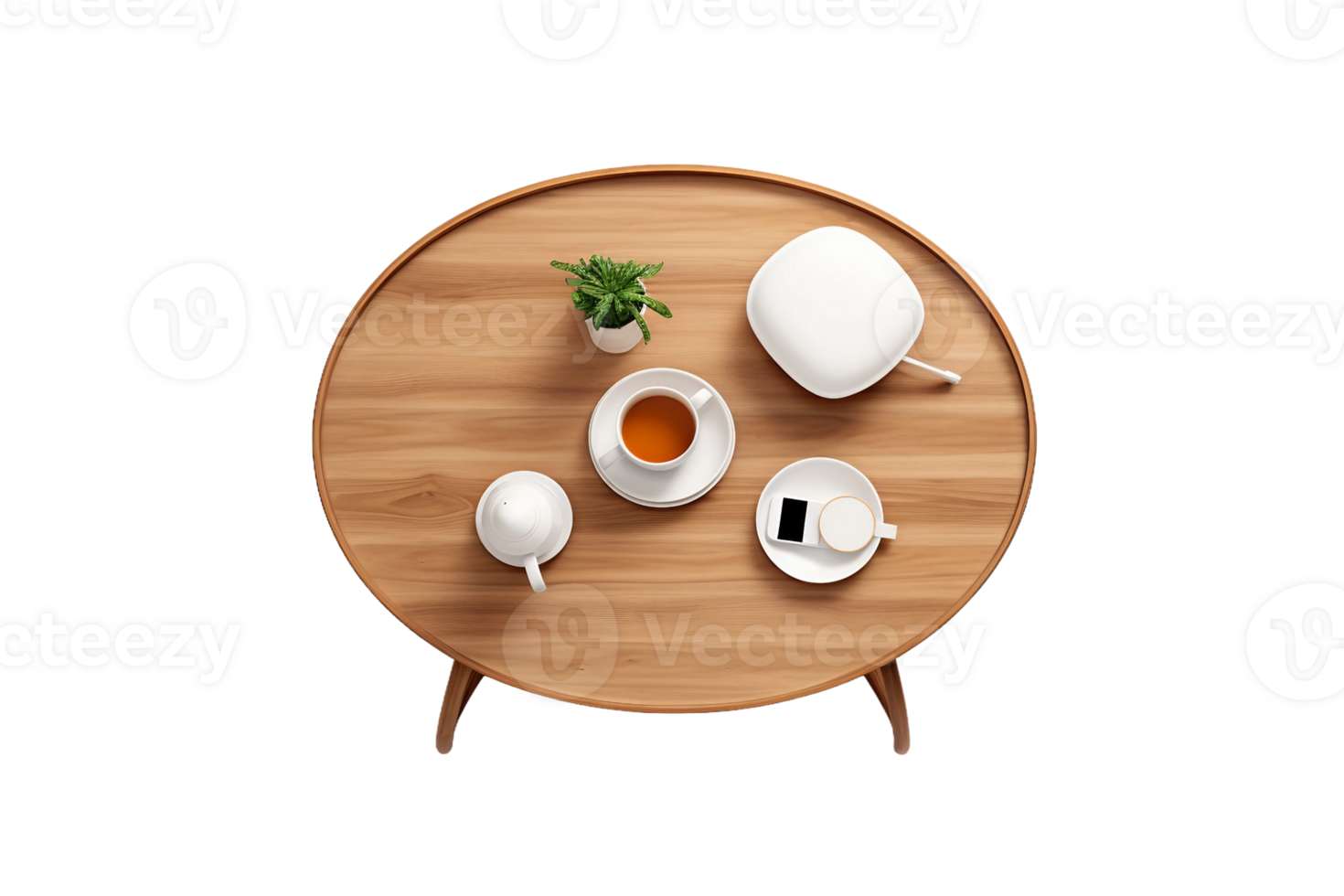 AI generated Top-View Coffee Table Design on transparent background. png
