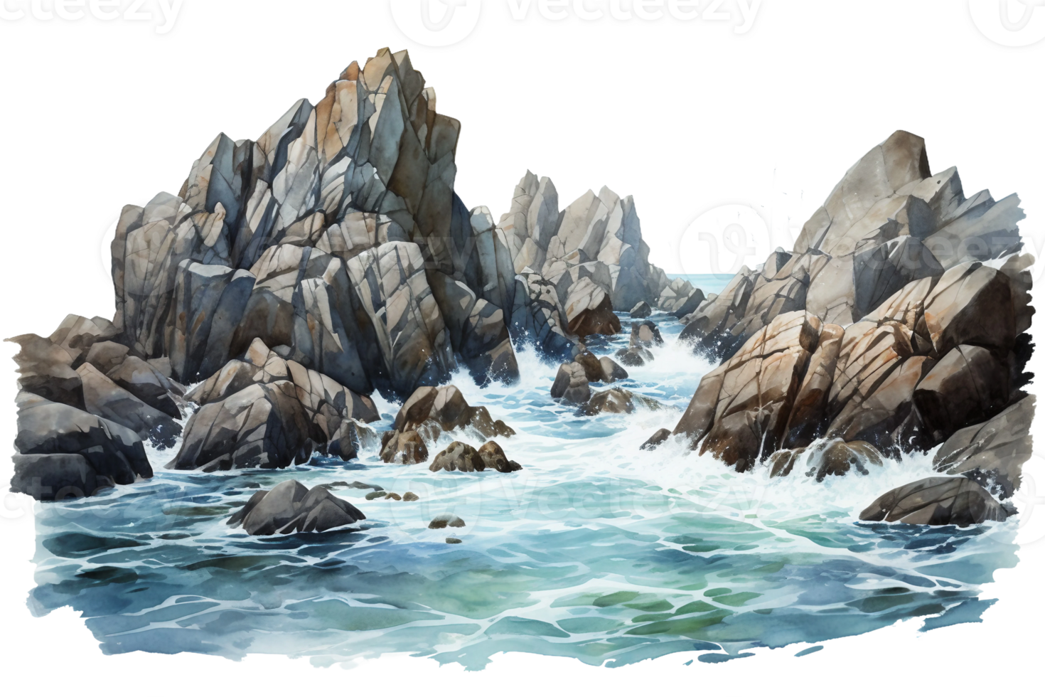 AI generated Rocky Shoreline on transparent background. png