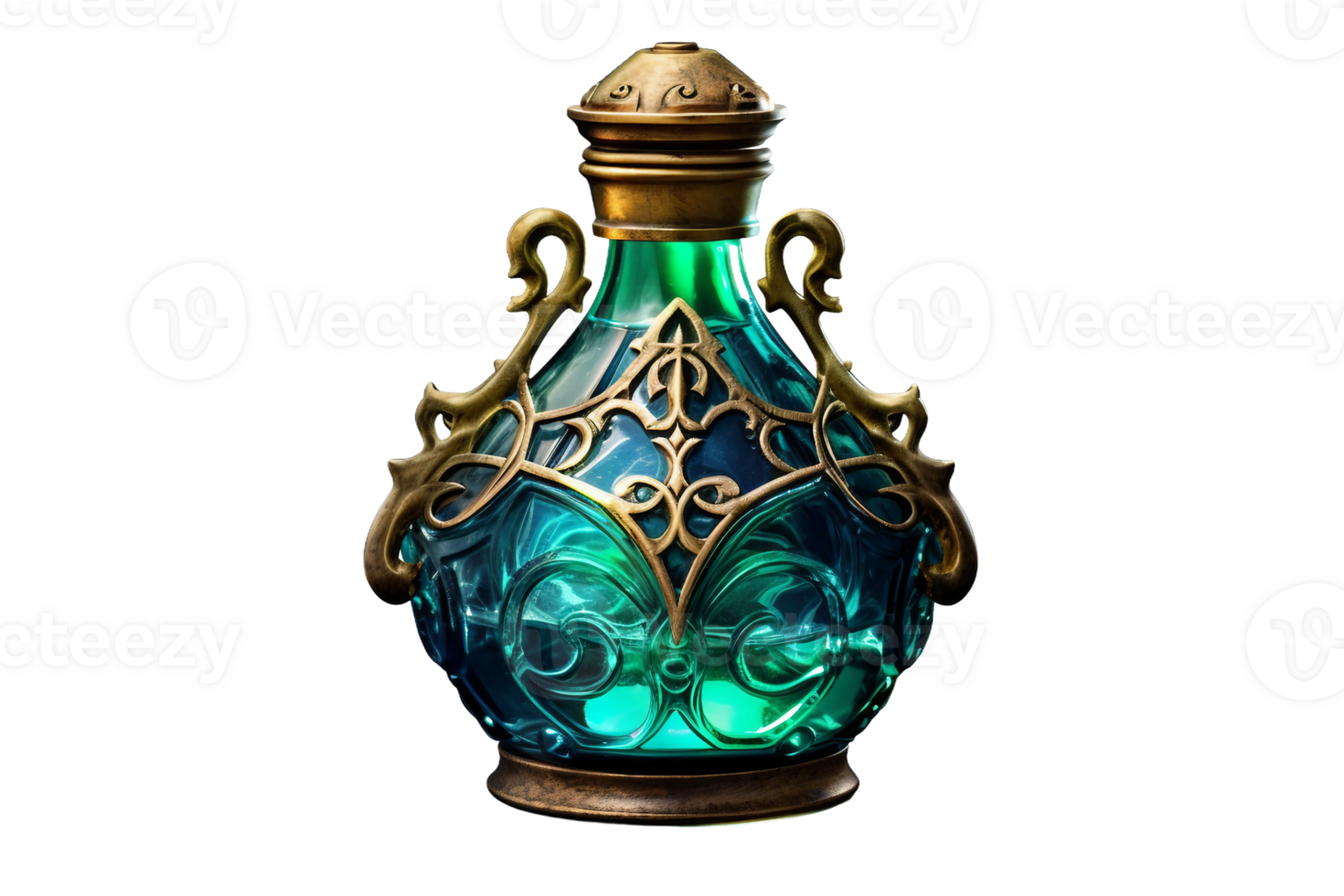 AI generated Mystic Elixir Potion Bottle on transparent background. png