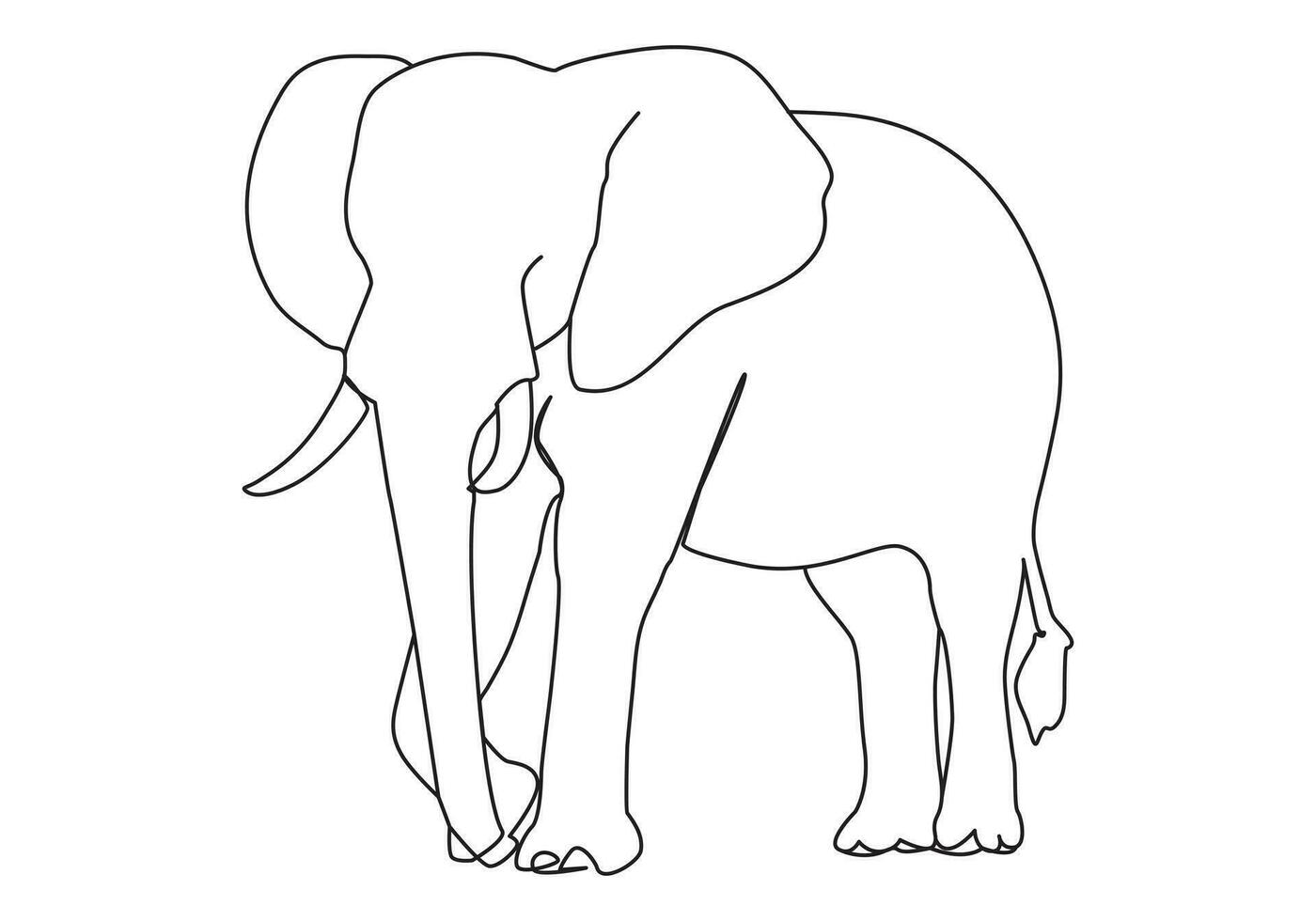 Elephant in continuous line art drawing. Minimalist black linear sketch isolated on white background. Vector illustration