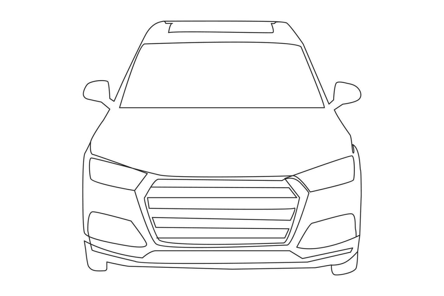 Car in Continuous one line drawing. Vehicle car auto vector icon.  isolated on white background. Vector illustration