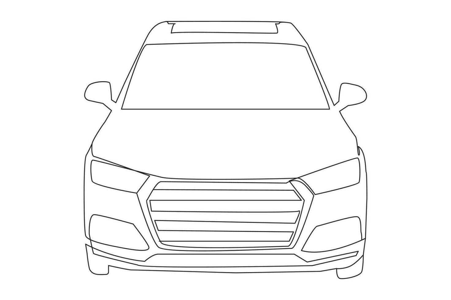 coche en continuo uno línea dibujo. vehículo coche auto vector icono. aislado en blanco antecedentes. vector ilustración