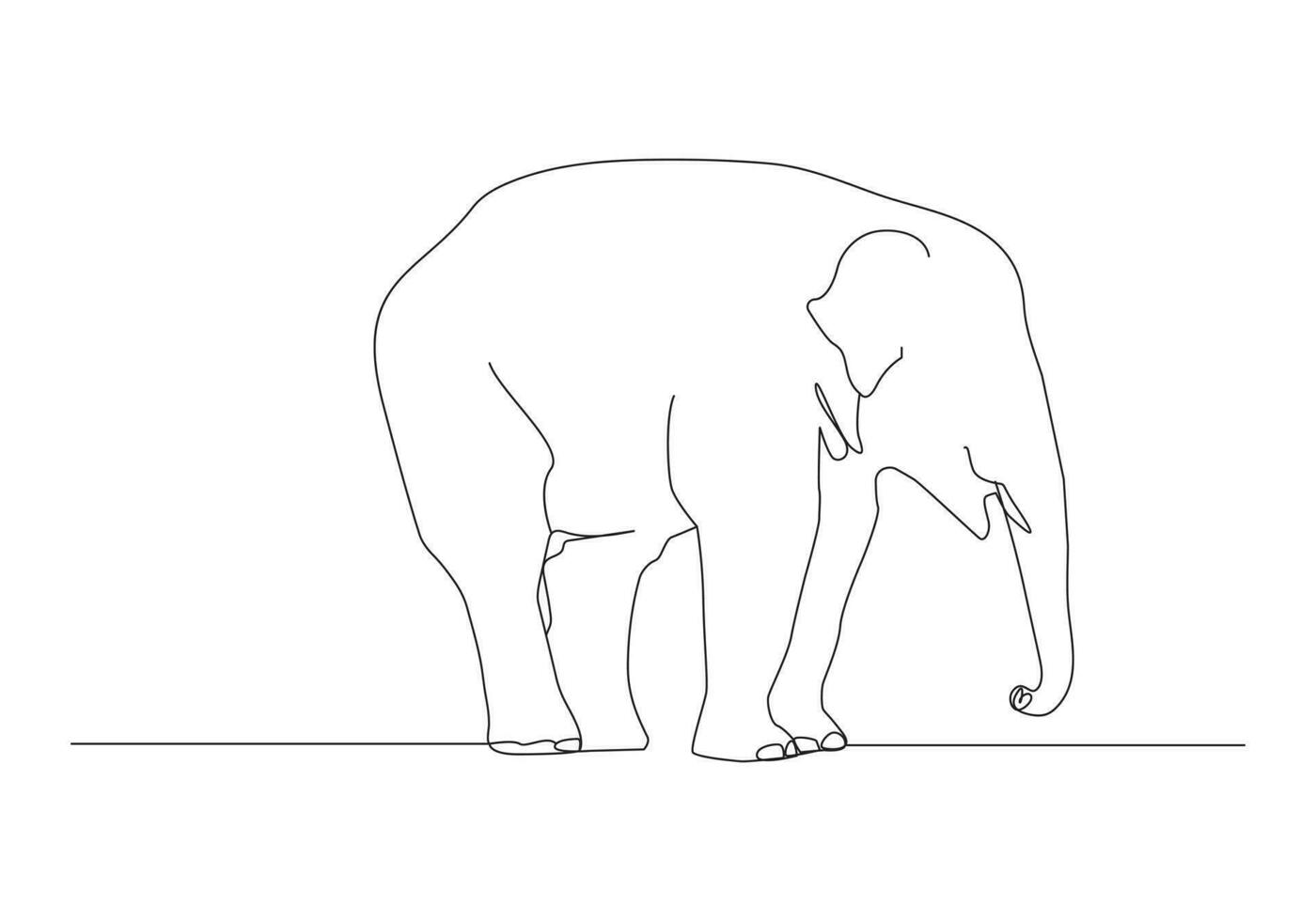 Elephant in continuous line art drawing. Minimalist black linear sketch isolated on white background. Vector illustration