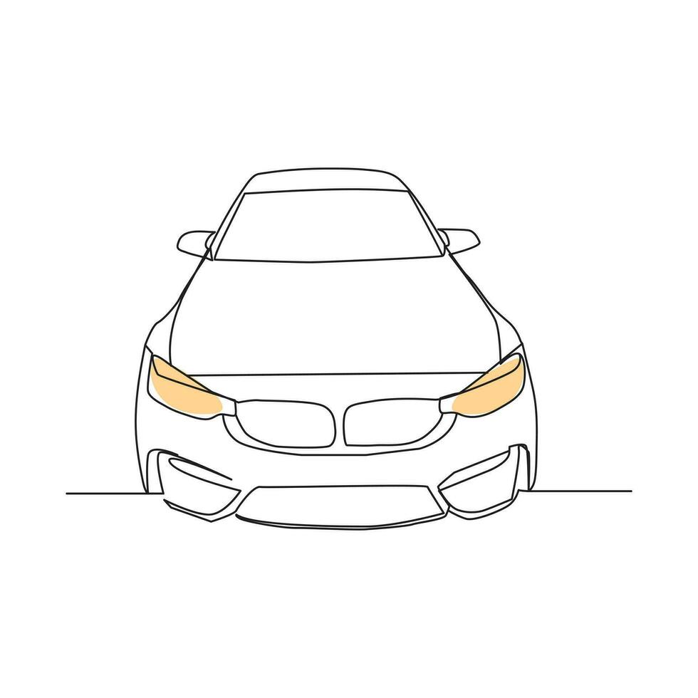 Car in Continuous one line drawing. Vehicle car auto vector icon.  isolated on white background. Vector illustration
