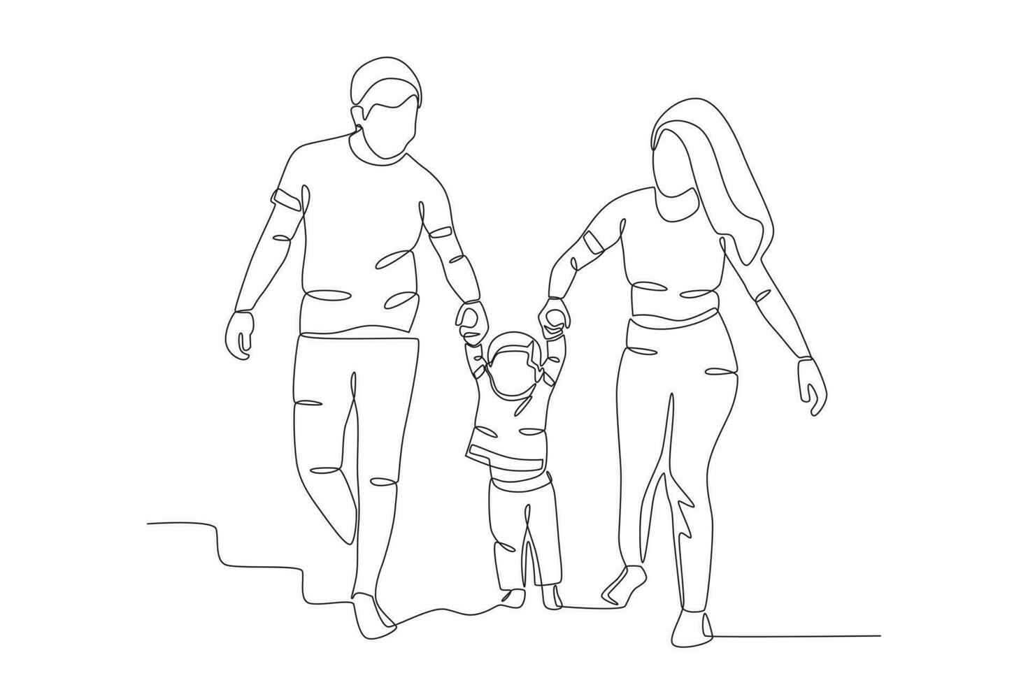 A child is playing with his parents vector