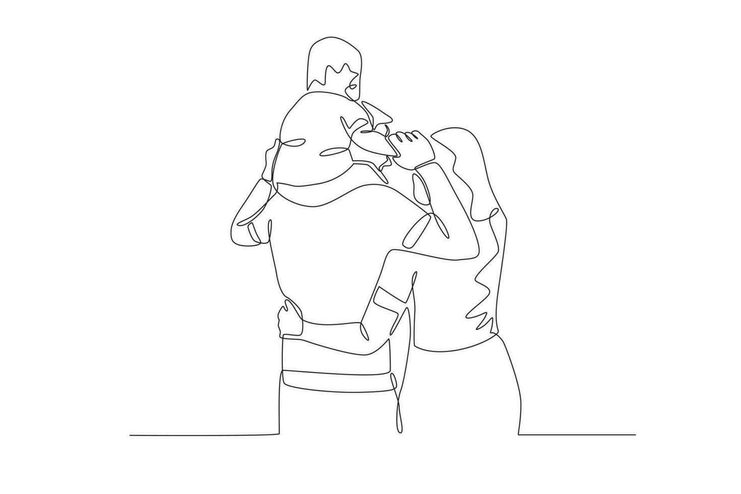 A boy is being carried by his father vector