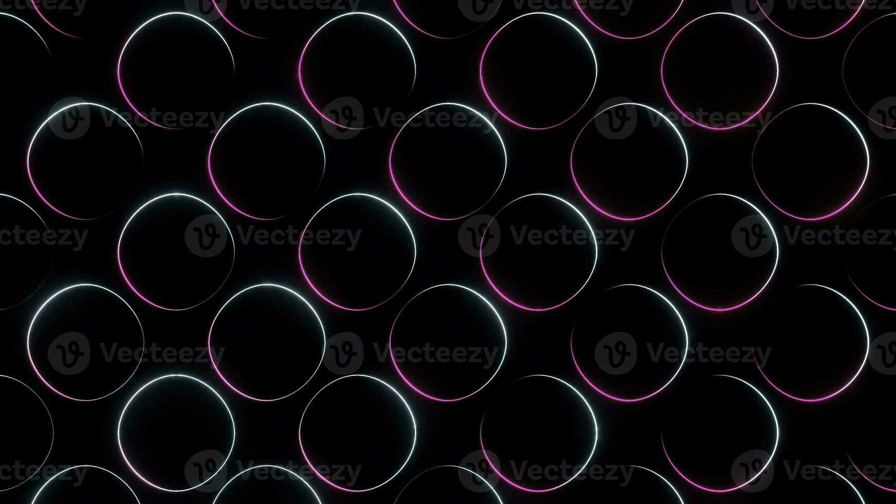 Abstract ring silhouettes on a black background. Design. Light flares sliding along the silhouettes of circles. photo