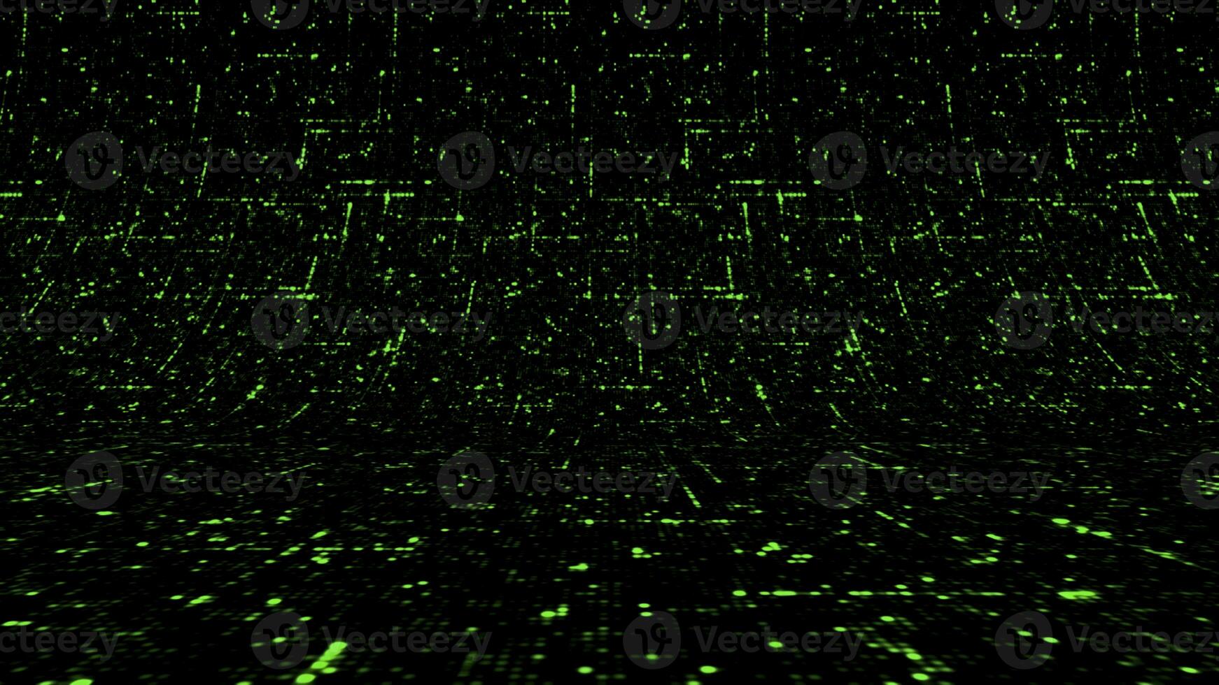 Abstract data moving in all directions creating a web of information bended screen. Animation. High tech background with running impulses and pixels. photo