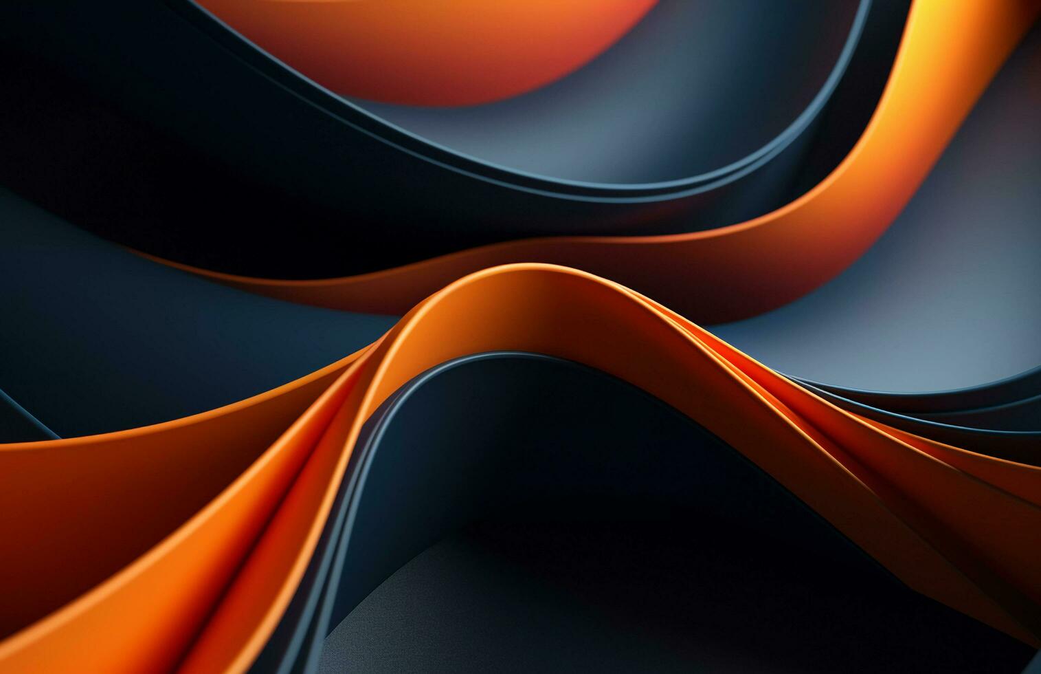 AI generated Blue and Orange Wave Pattern on a Dark Background, Vray Tracing, Multilayered Surfaces photo