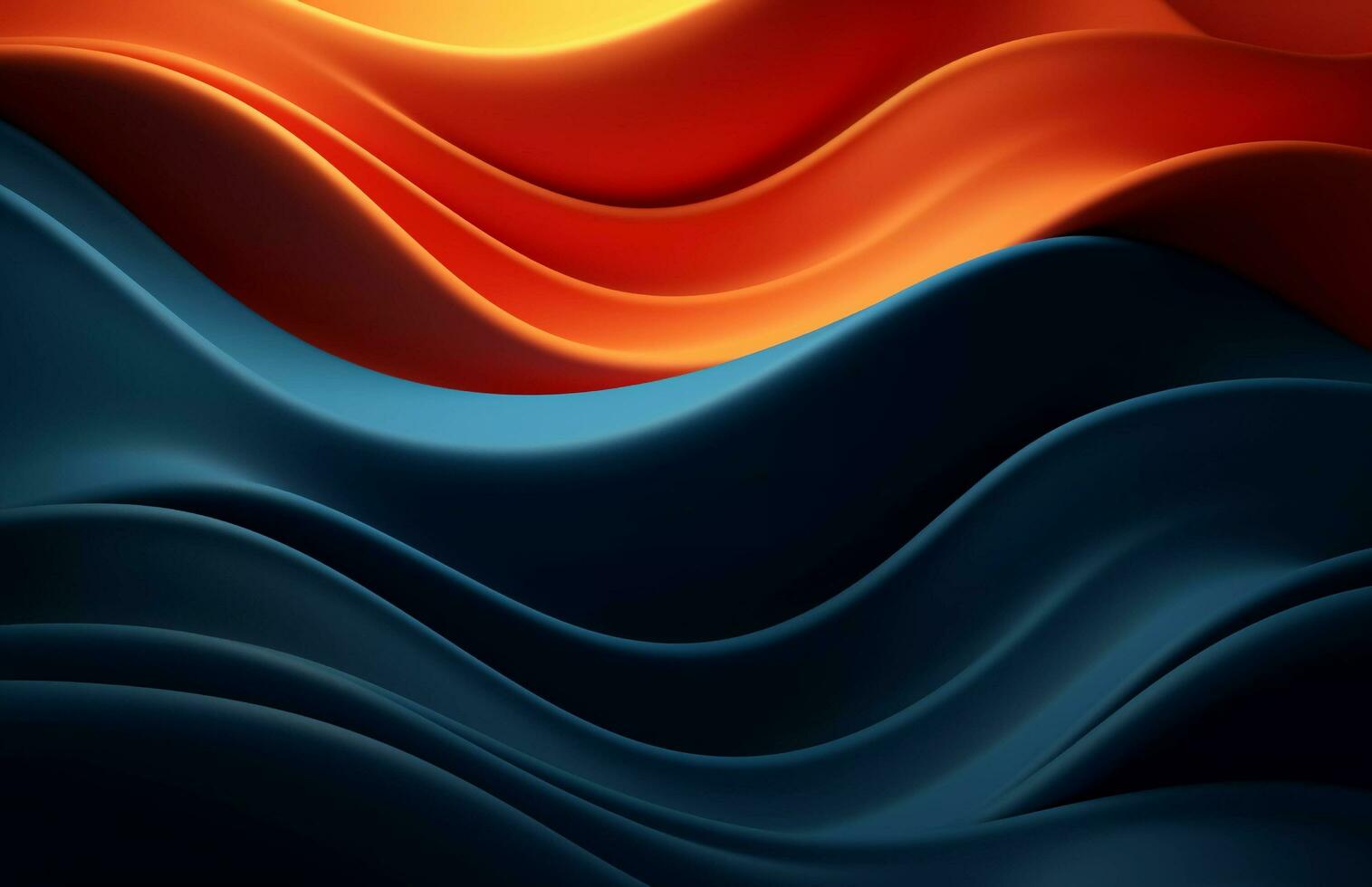 AI generated Blue and Orange Wave Pattern on a Dark Background, Vray Tracing, Multilayered Surfaces photo