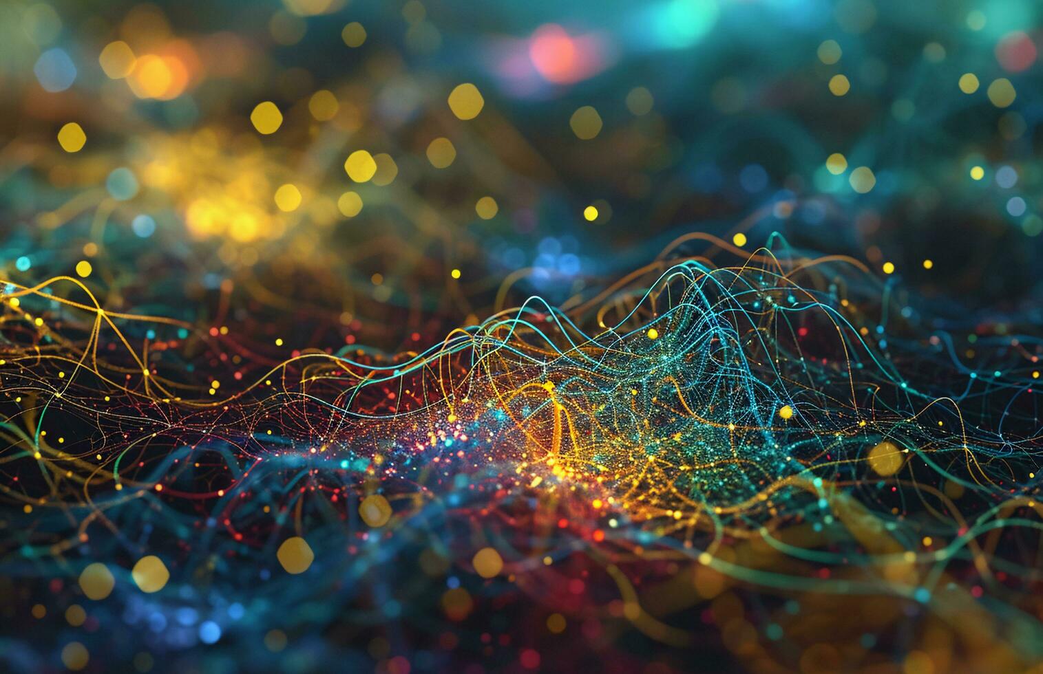 AI generated Colorful Neural Network at Night With Some Stars in the Background, Tangled Nests photo
