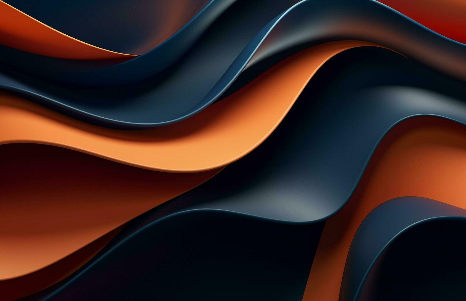 AI generated Blue and Orange Wave Pattern on a Dark Background, Vray Tracing, Multilayered Surfaces photo
