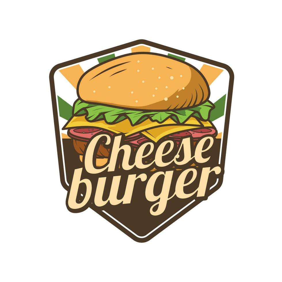 hamburguesa con queso logo diseño, retro estilo vector