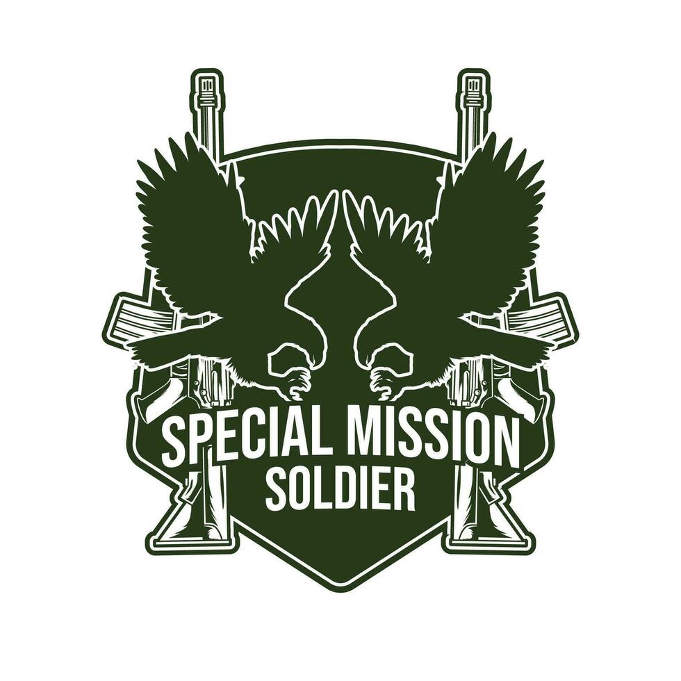 especial misión soldado militar logo diseño vector