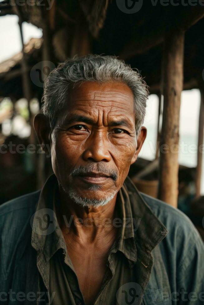 AI generated Tales of the Sea Capturing the Essence of an Indonesian Fisherman photo