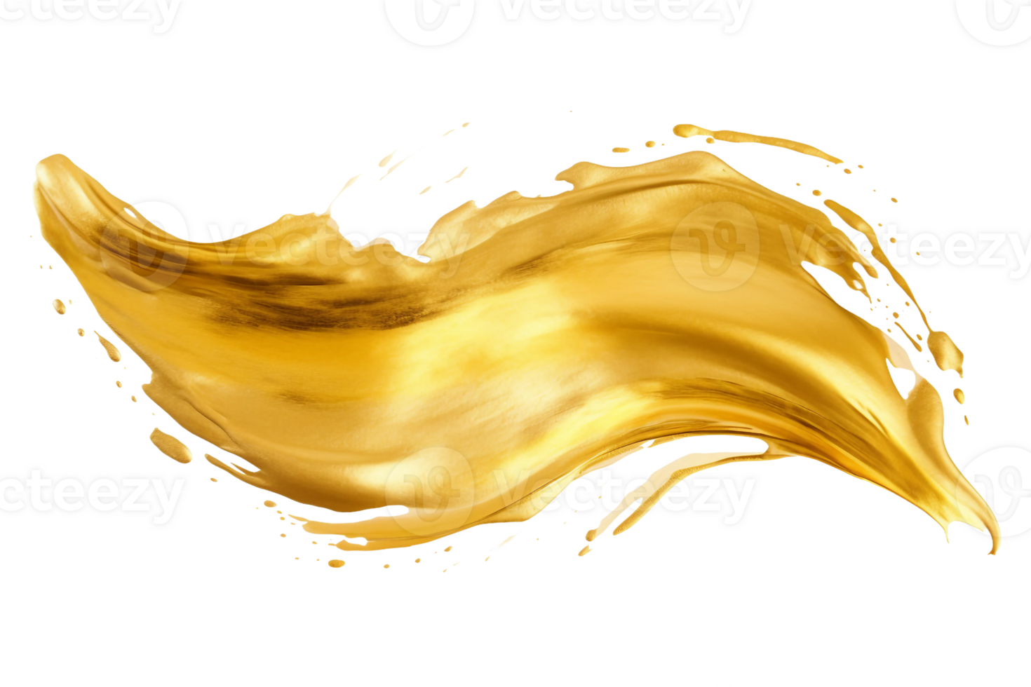 AI generated Gold Watercolor Brushstroke Composition on transparent background. png