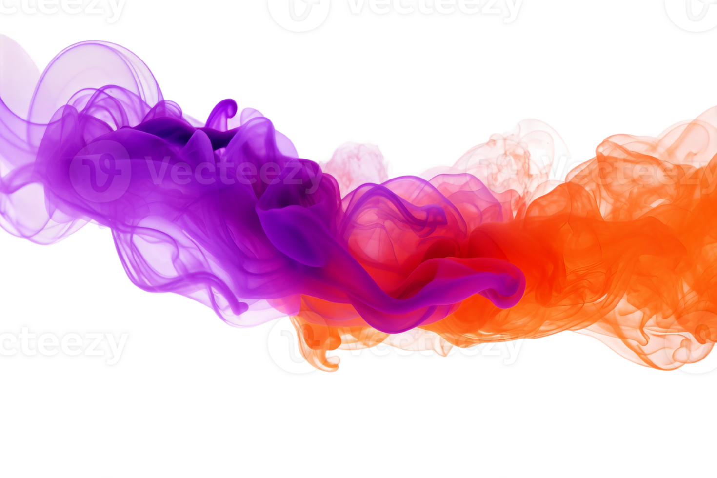 AI generated Purple and Orange Smoke Cloud on transparent background. png