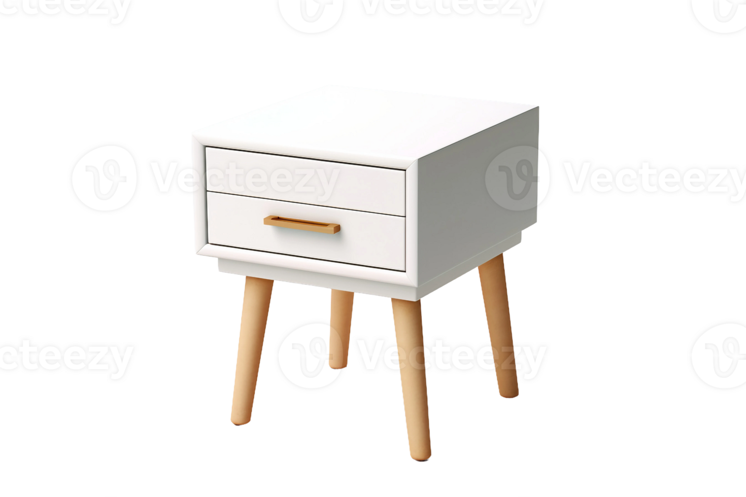 AI generated Top-View Bedside Table Design on transparent background. png