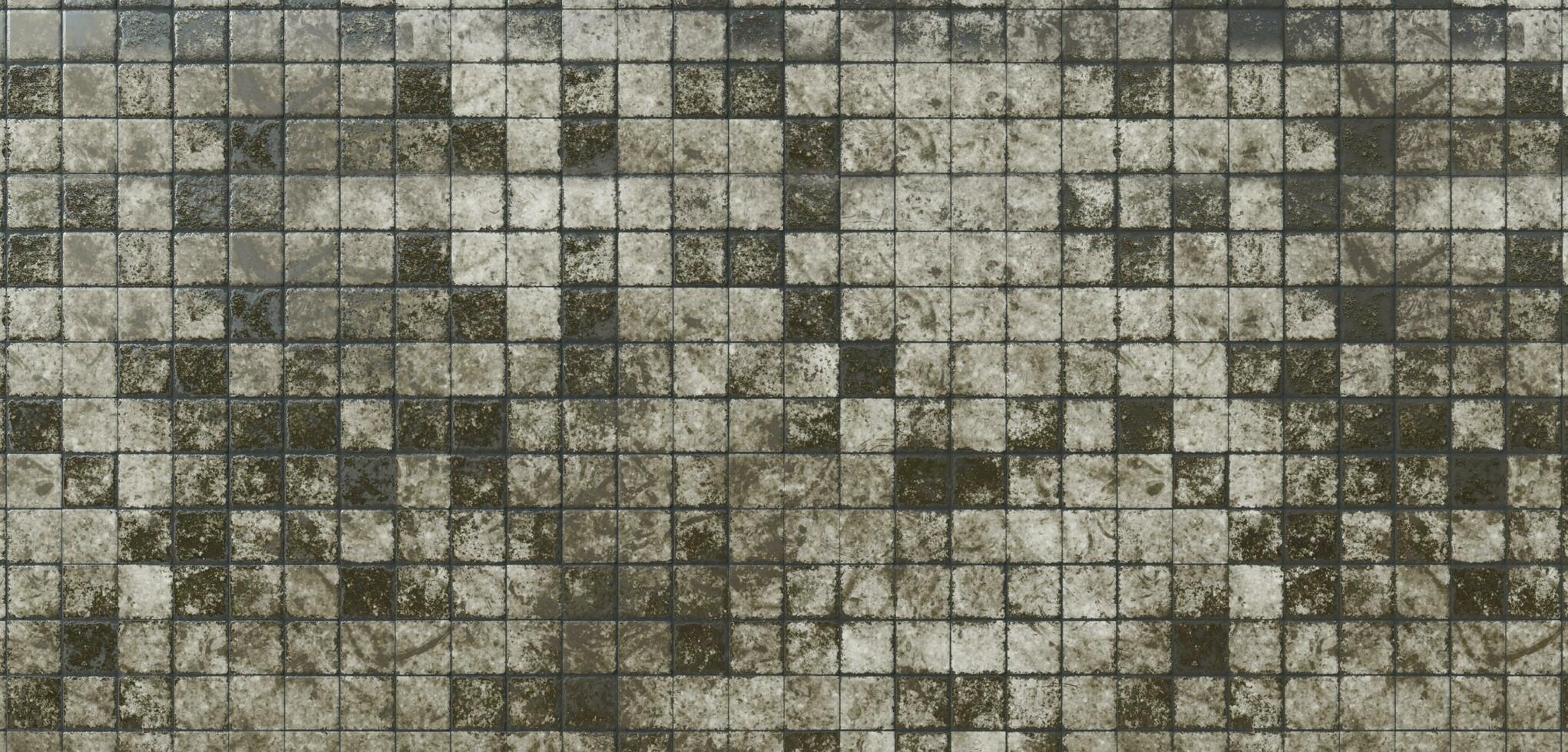 Square stone tile floor Tile block wall Square granite road 3D illustration photo