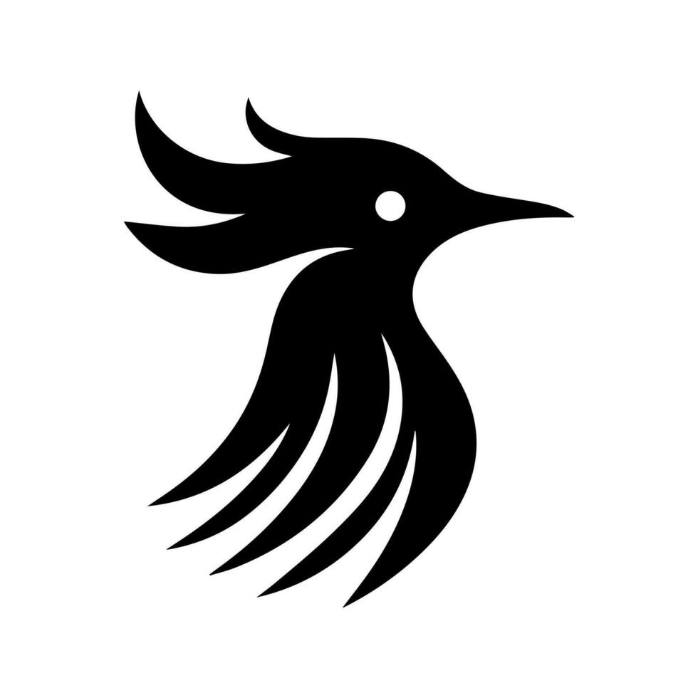 Vector Simple Bird Head Silhouette black color white background