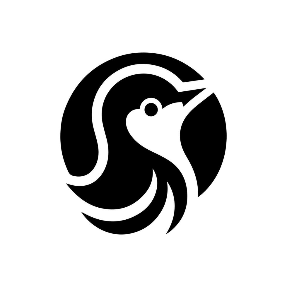 Vector Bird head silhouette black color facing right side white background EPS file