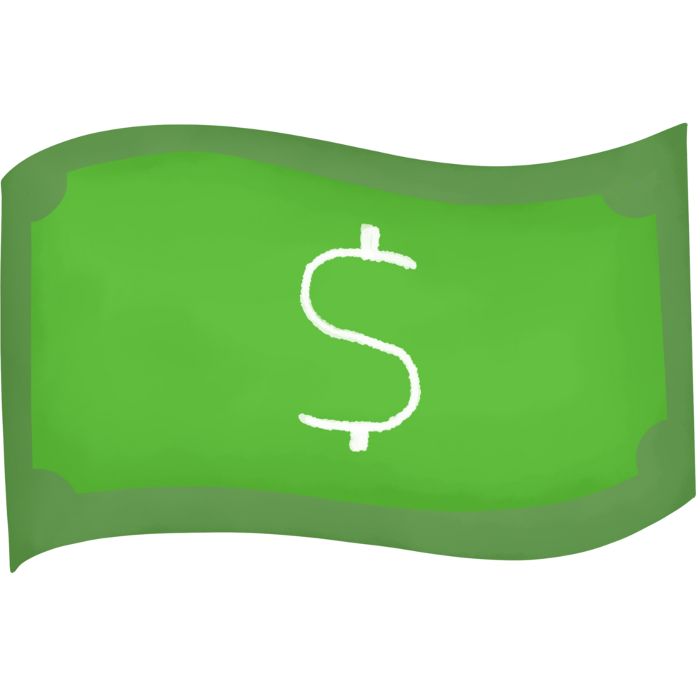 cash money. watercolor style isolated on transparent background png