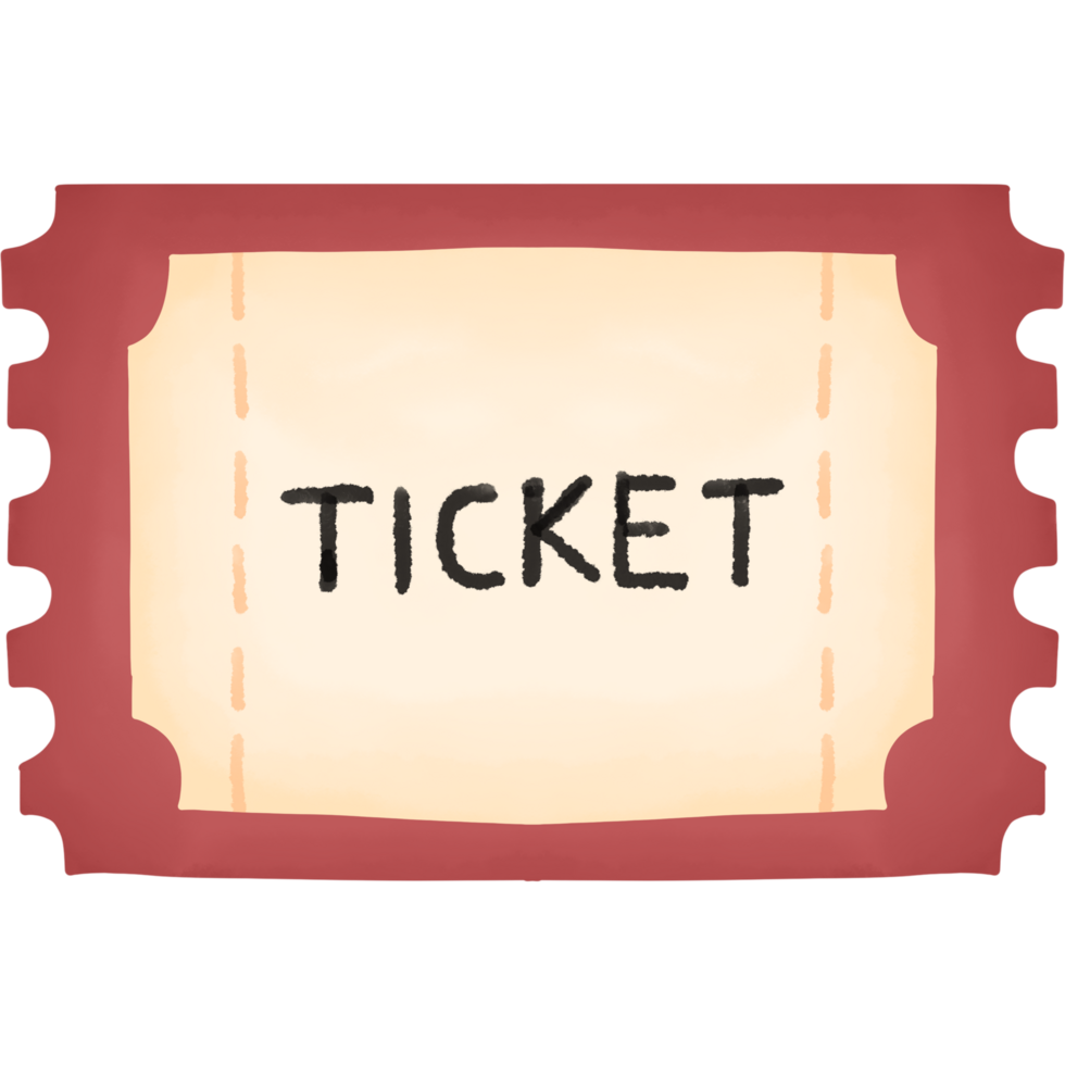 Ticket. watercolor style. isolated on transparent background png