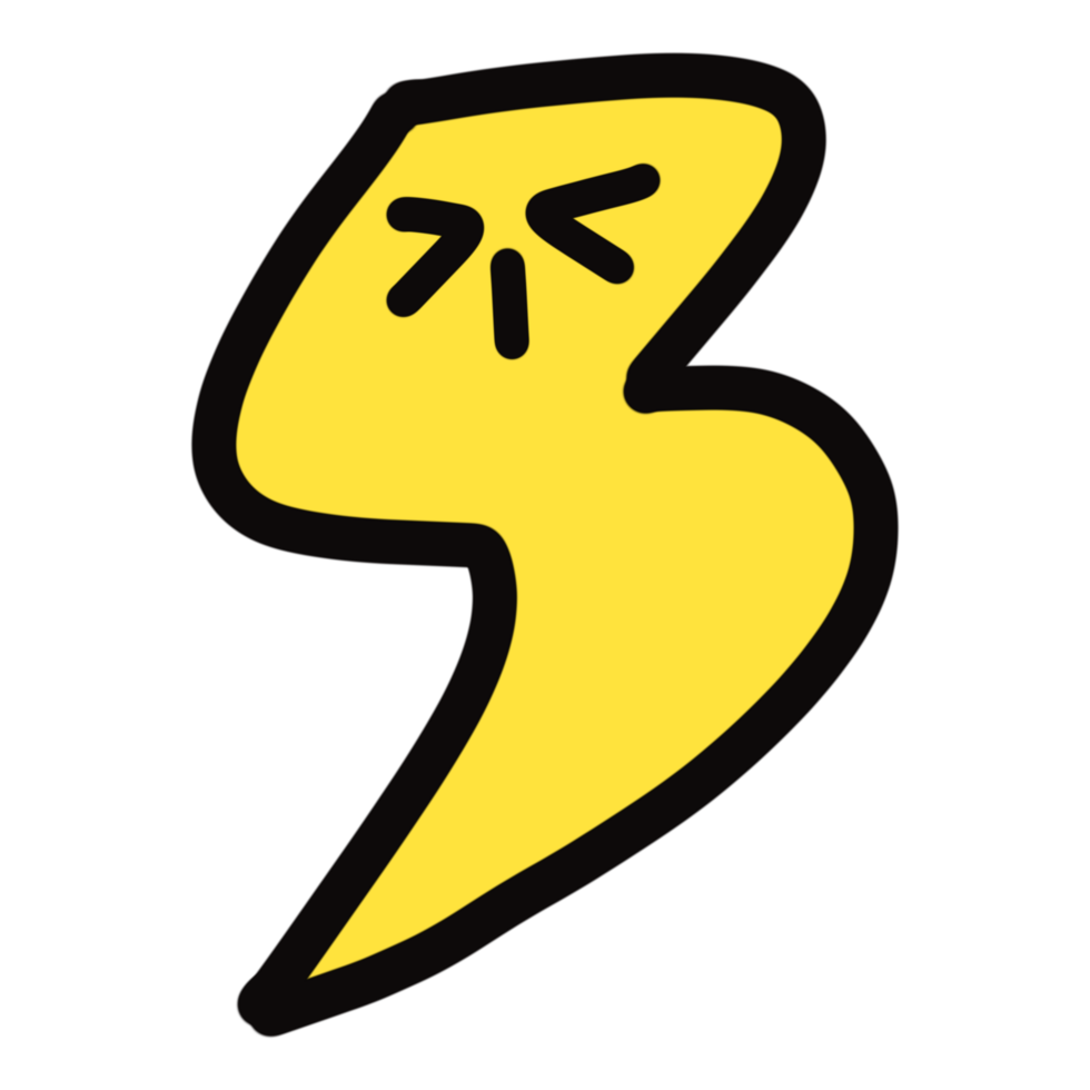 yellow Thunder icon. thunderclap. isolated on transparent background png