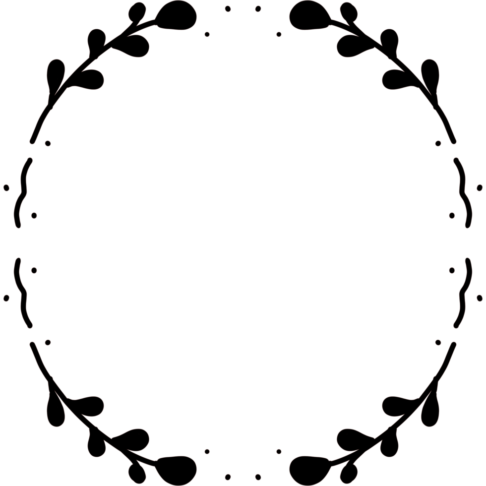 black circle frame. Wreath ring border. Isolated with transparent background png