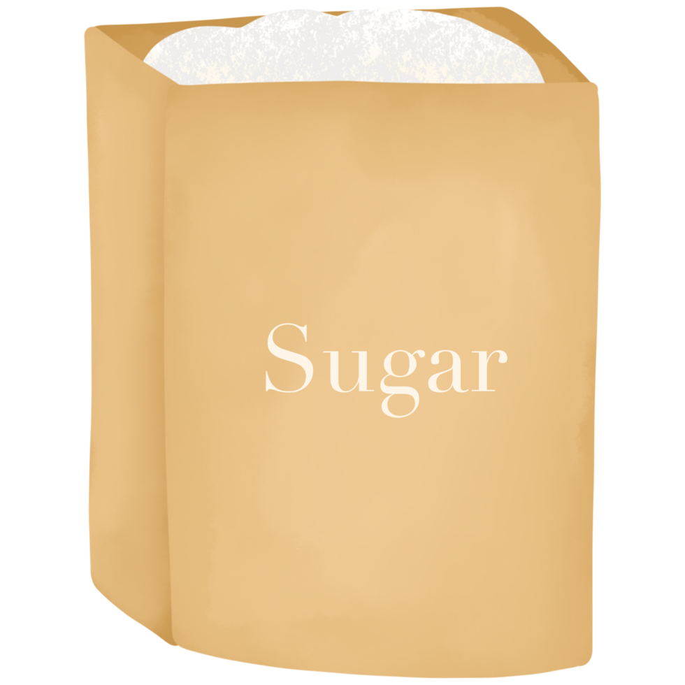 A bag of sugar. watercolor style cartoon. clipart on transparent background png