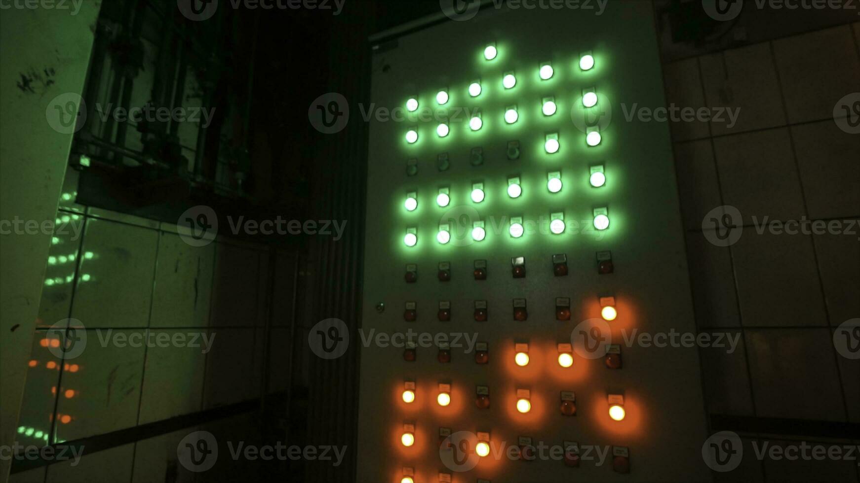 Electronic Push Button For electricians The buttons are colorful. Metallurgical plant photo