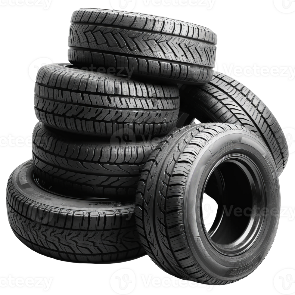 AI generated Stack of Black Car Tires Arranged Artistically Against a Transparent Background Created With Generative AI Technology png