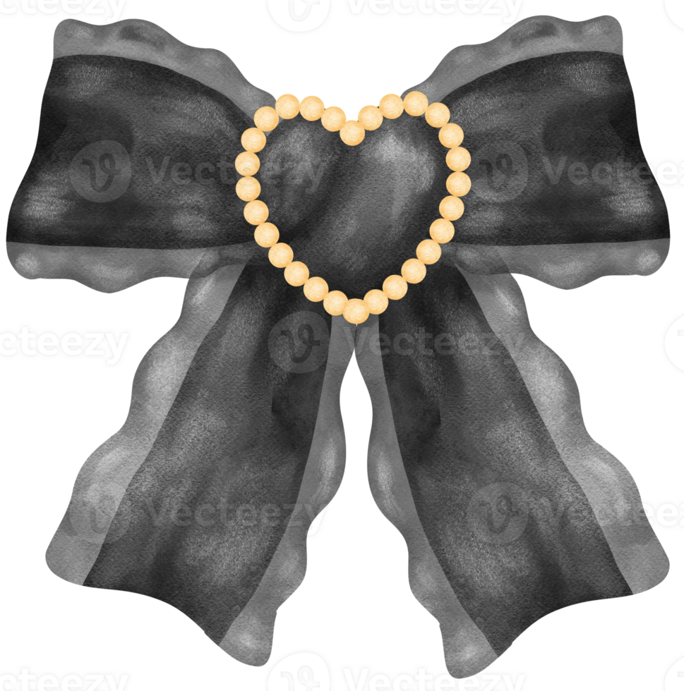 Black Coquette bow watercolor png