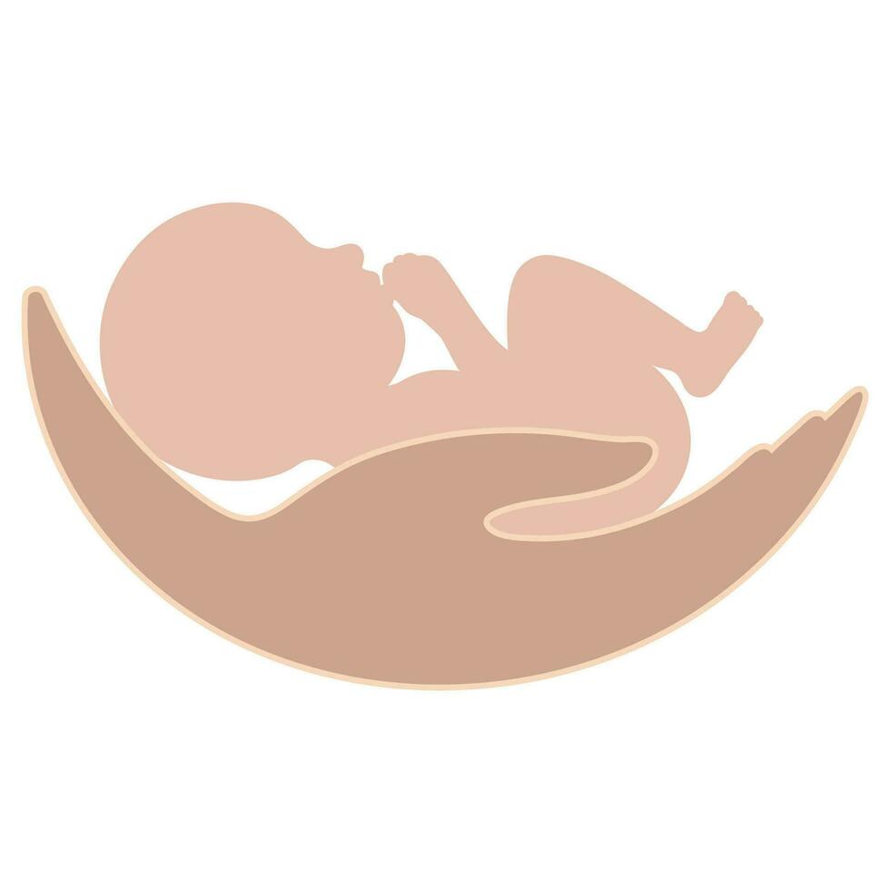 Newborn baby in mother's hands vector