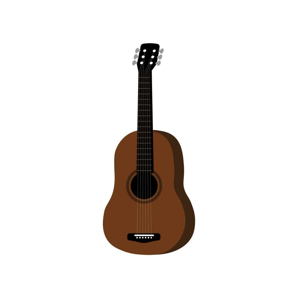 Vector flat guitar. Classical acoustic hand drawn guitar icon for hike. Vector illustration