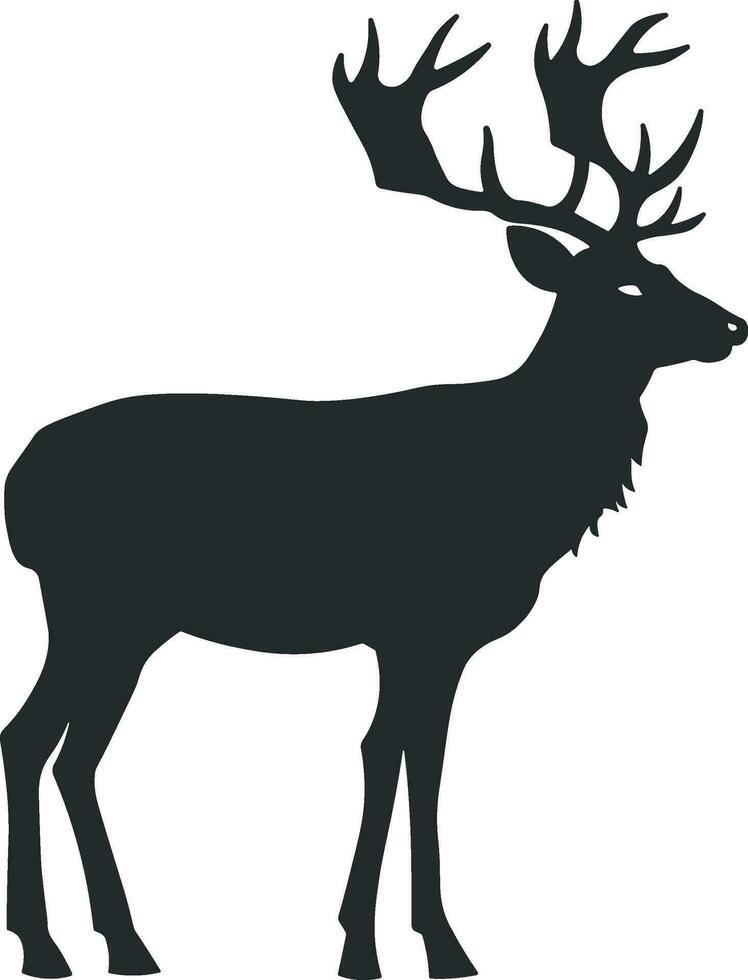 black silhouette of deer or elk without background vector