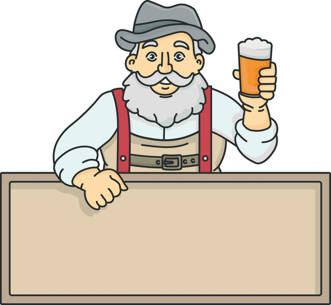 hombre en un sombrero bebidas cerveza vector
