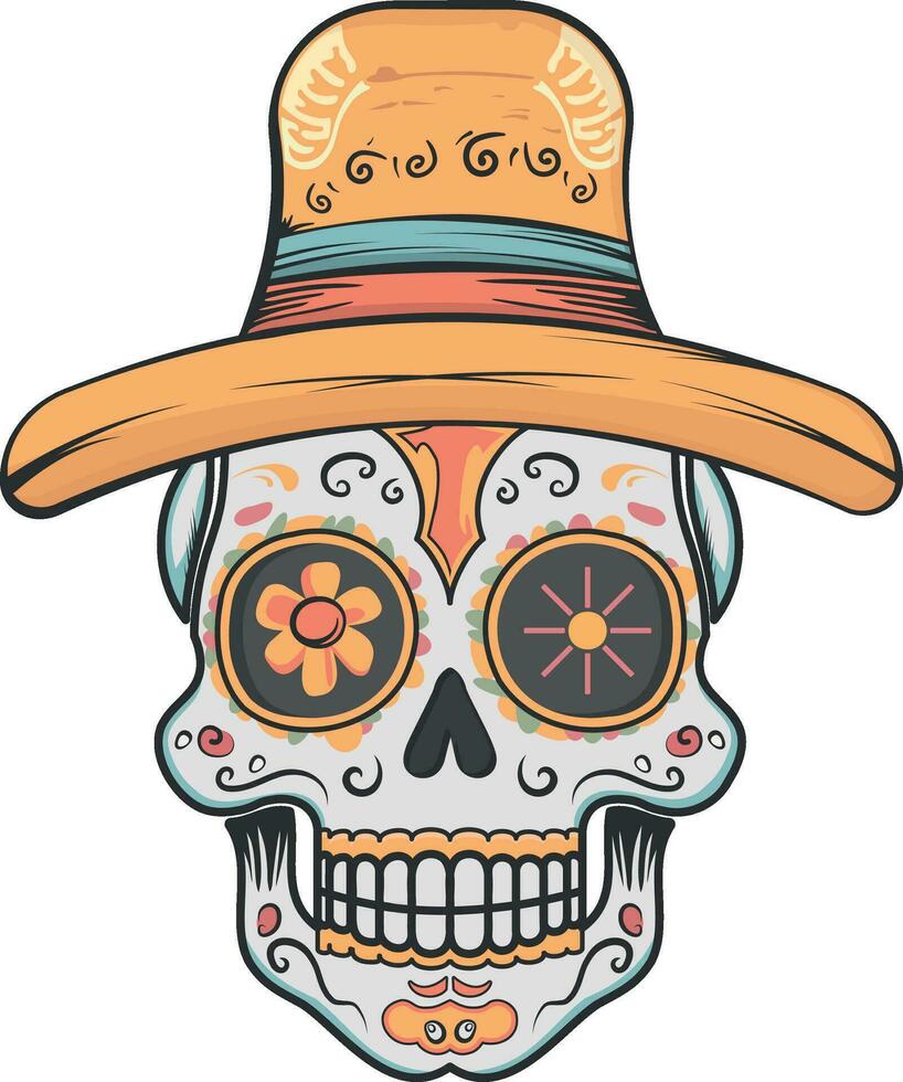 deceased, skull with hat without background vector