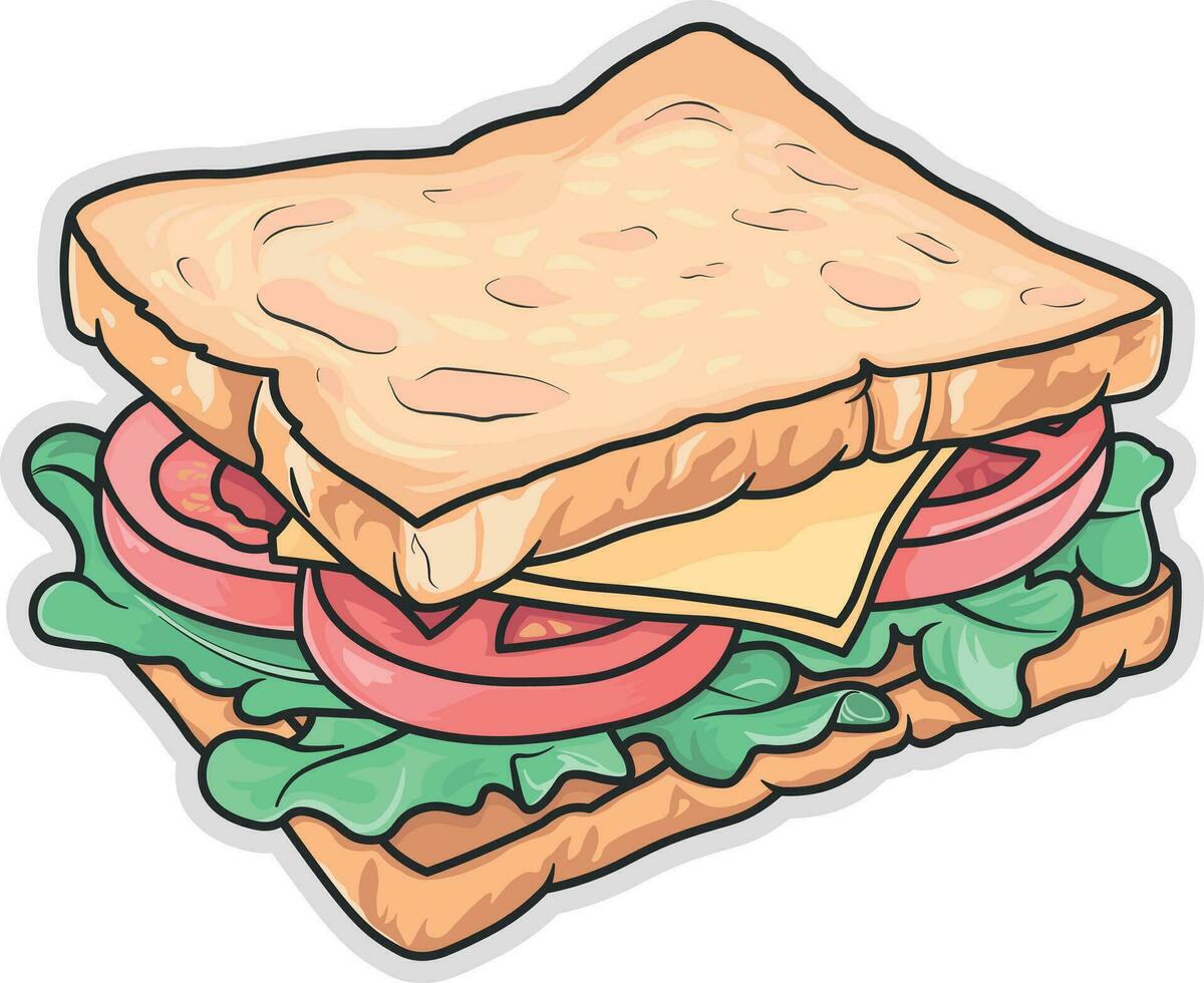 sandwich with cheese and tomato without background vector