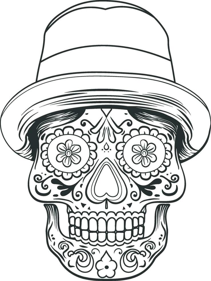 deceased, skull with hat without background vector