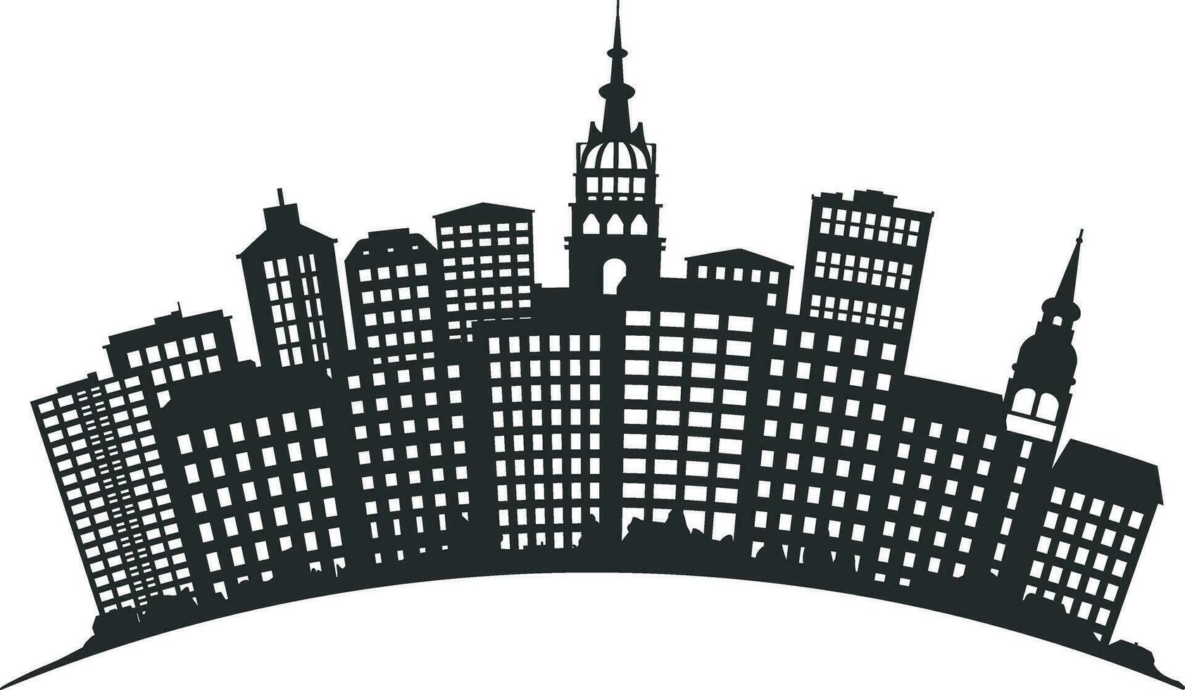 black and white city silhouette without background vector